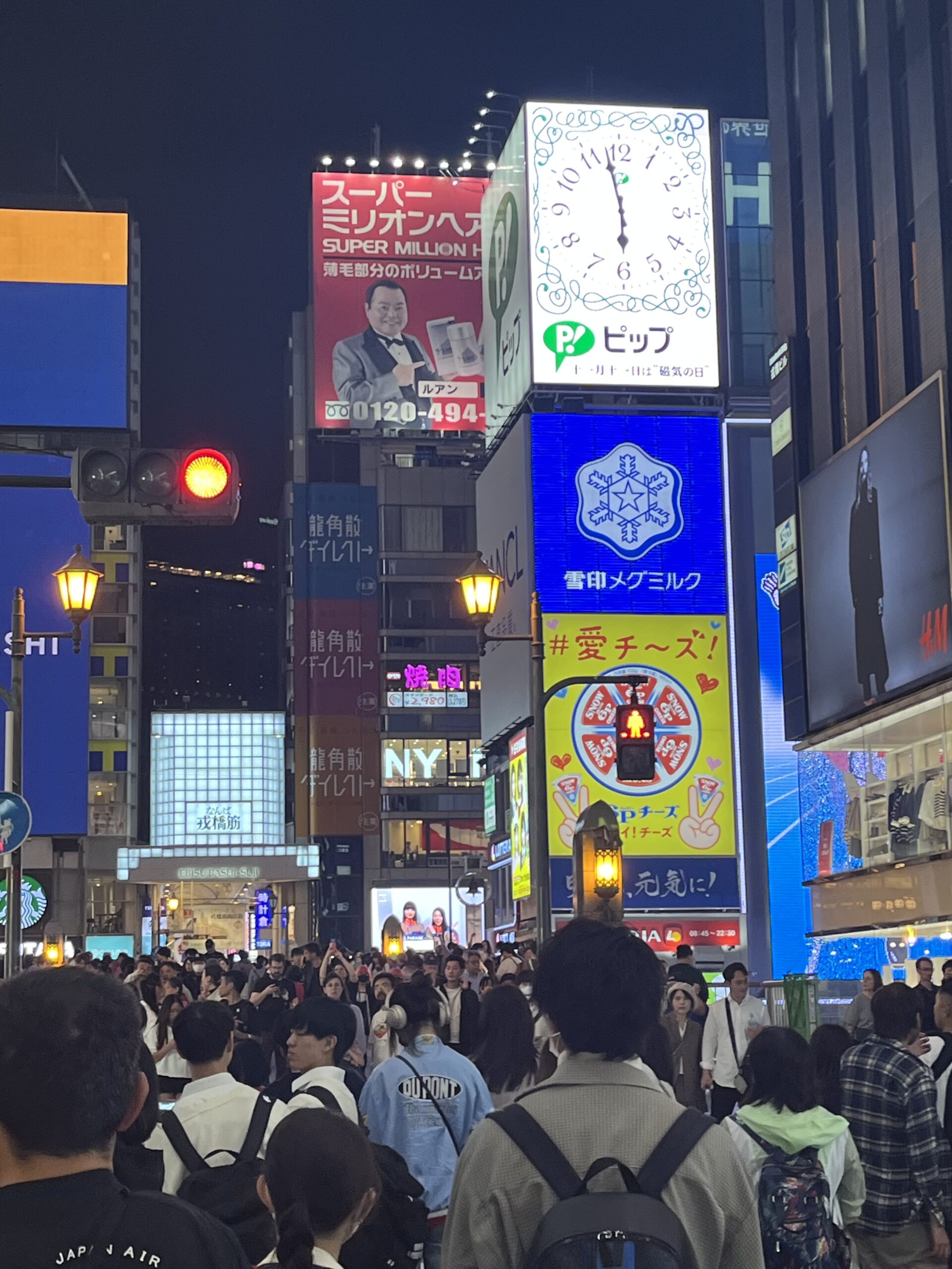 Osaka Dotonbori street view with lots of people in the night time.