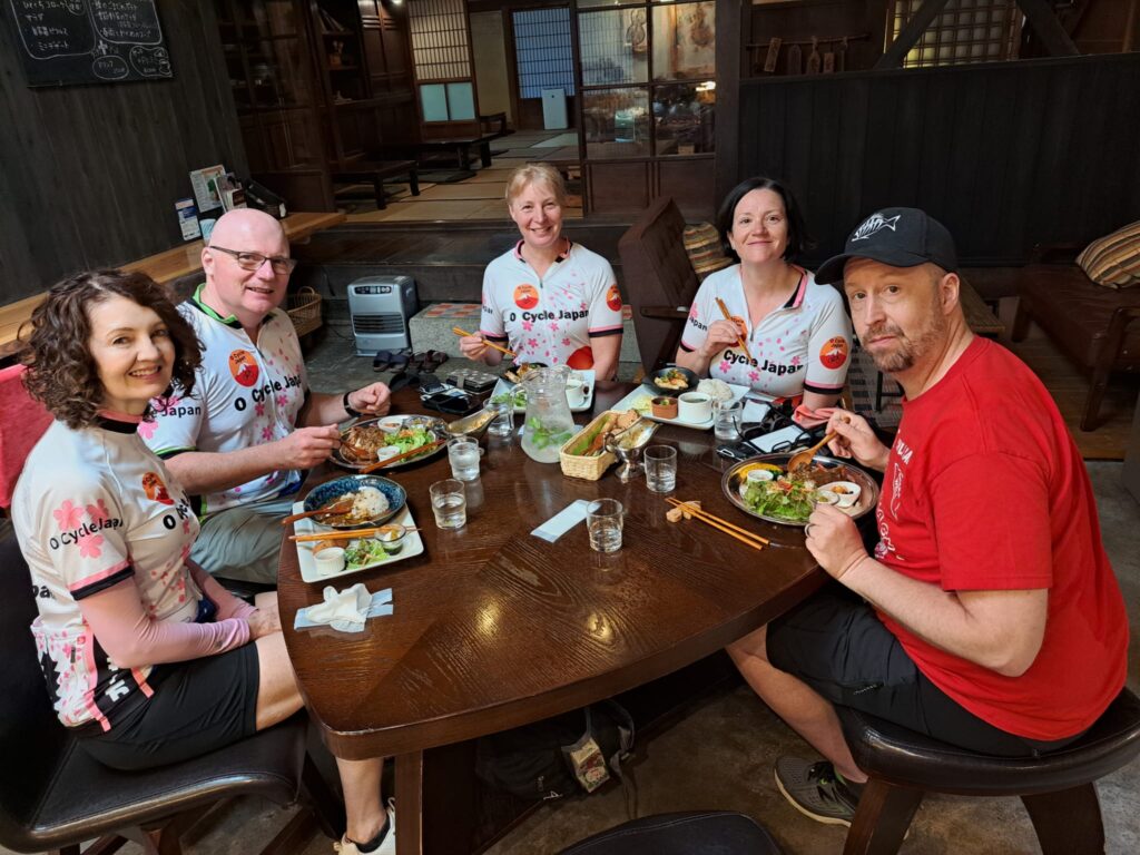 Cyclists stop for lunch at the Hajime cafe in the Kansai region of Japan.