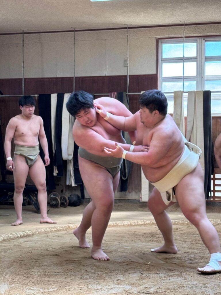Sumo wrestling practice in Wakayama city.